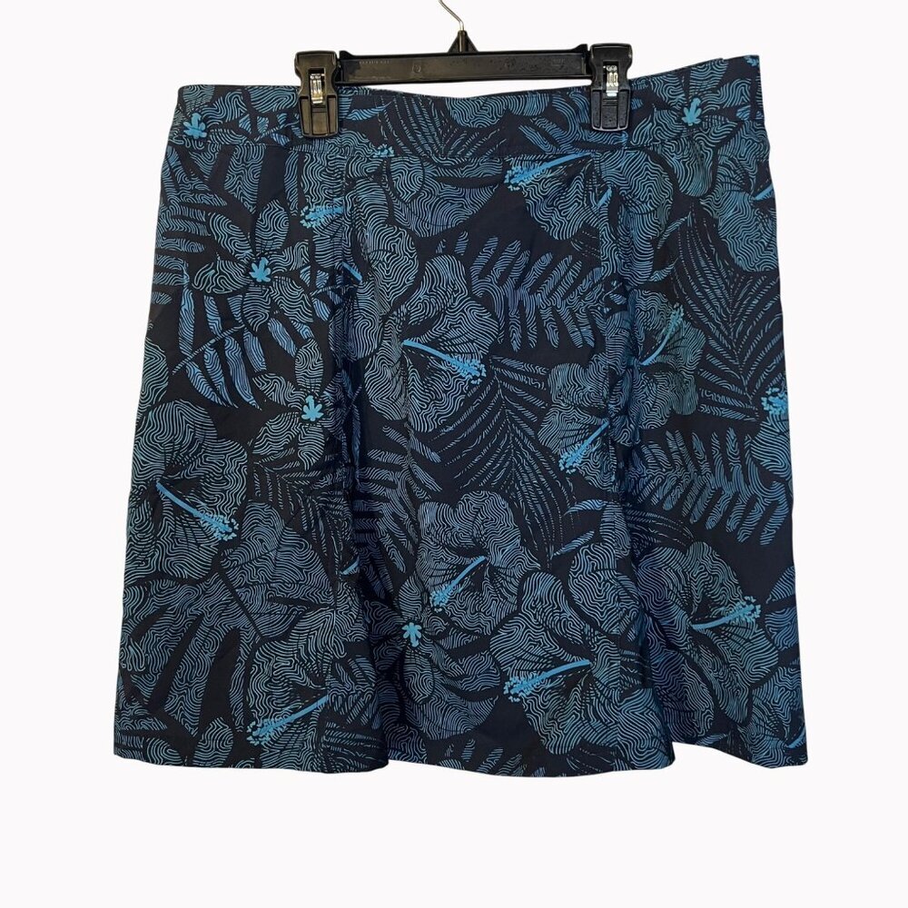 Ripskirt Hawaii Womens Tropical‎ Pattern Skirt L Navy Blue Aqua Floral Beach